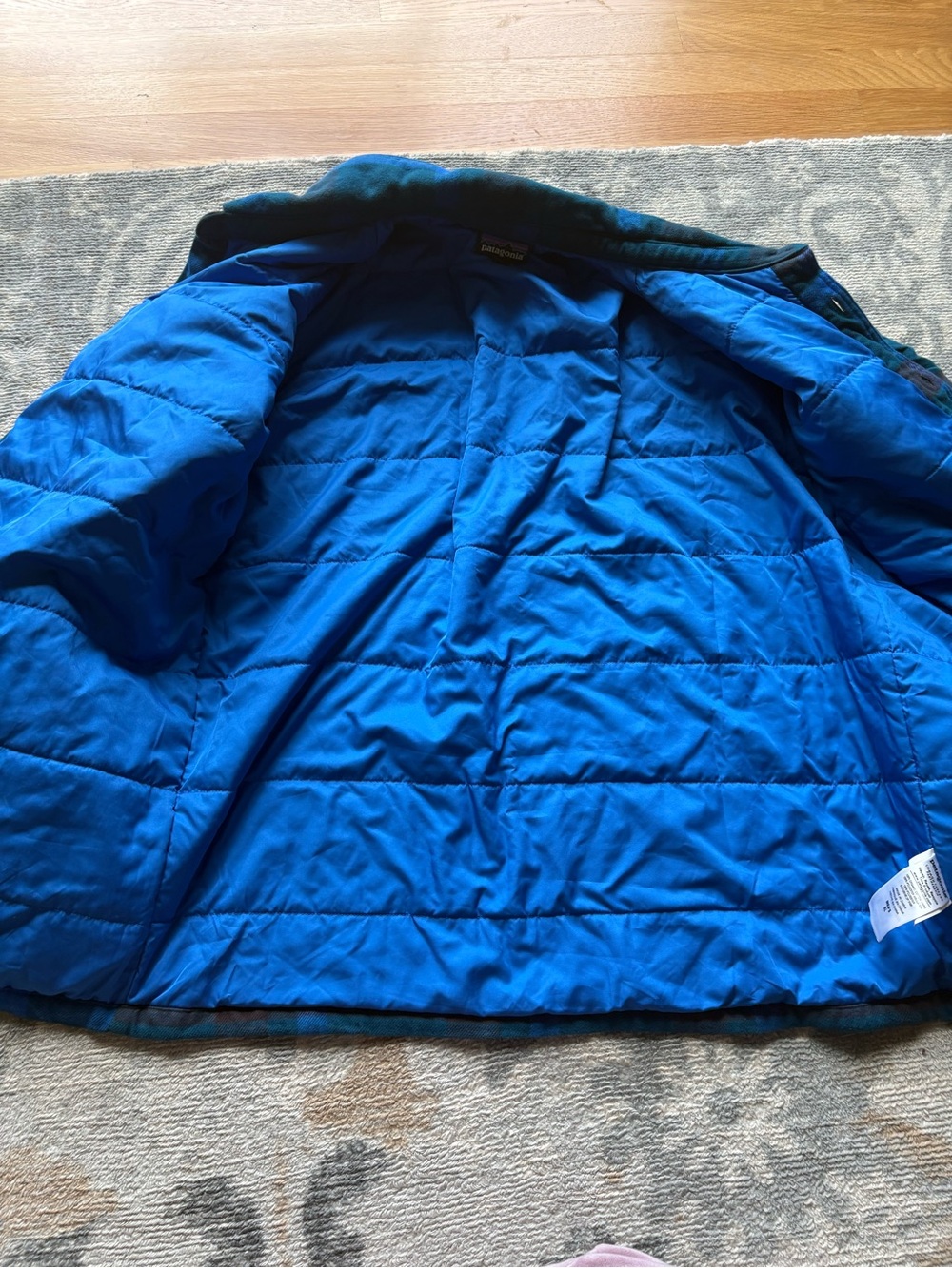Patagonia Teal and Black Plaid Lightweight Shirt Jacket - Picture 6 of 9
